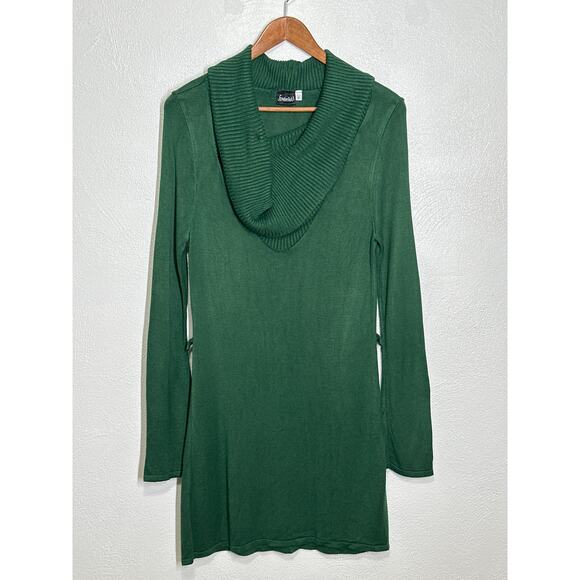 VTG Frederick’s of Hollywood Cowl Neck Body Sweater Dress S Forest Green Glam - Picture 1 of 11